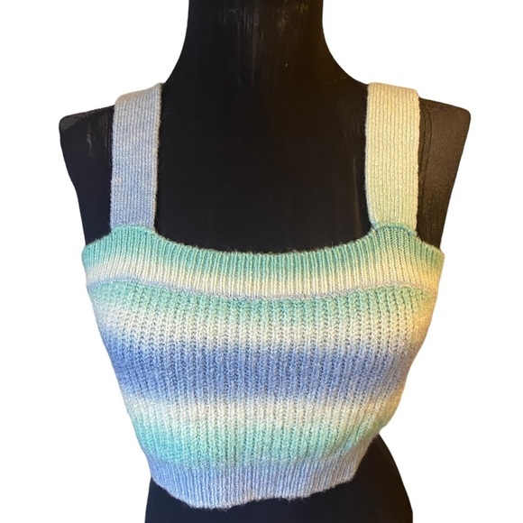 Bailey Rose Blue/Green Sweater Cropped Tank Top Medium - Picture 3 of 10